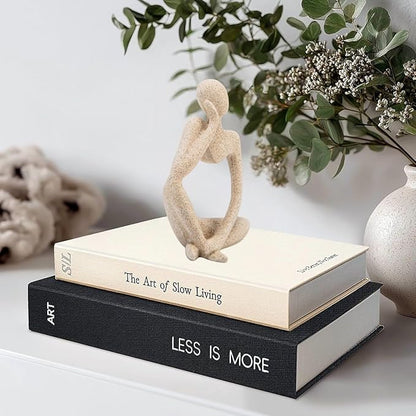 Gold Home Decor Thinker Statue Accents, Set of 3 Thinker Sculptures Office Decor Modern Abstract Resin Decoration on Shelf Table Desk for Living Room Office Bedroom (Small Sandstone)