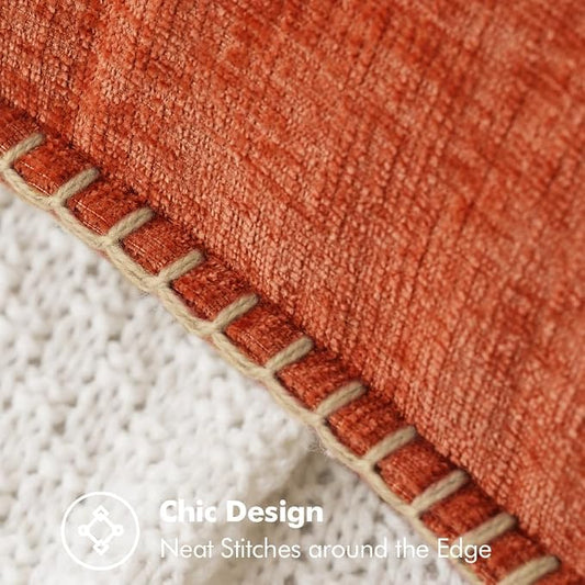 MIULEE Pack of 2 Fall Couch Throw Pillow Covers 20x20 Inch Rust Farmhouse Decorative Pillow Covers with Stitched Edge Soft Chenille Solid Dyed Pillow Covers for Sofa Bed Living Room