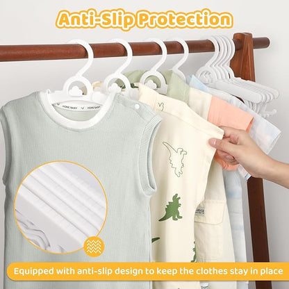 20 Pack Baby Clothes Hangers, 11-15" Adjustable Non-Slip Thickened Kid Hangers for Nursery Closet Toddlers Infant Children to Teenager (White)