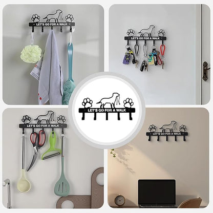 Key Holder Wall Mounted with Screws and Anchors, Black Multifunctional Key Hanger with 5 Hooks, Entryway Front Door Kitchen Hallway Garage Office