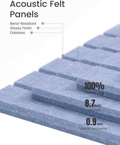 Fluxynara Felt Bulletin Board Tiles -28"x18" with 40 Adhesive Tabs, Cork Board Alternative for Office Decor, Push Pin Board Wall Organizer 6-Pack (Soft Periwinkle)
