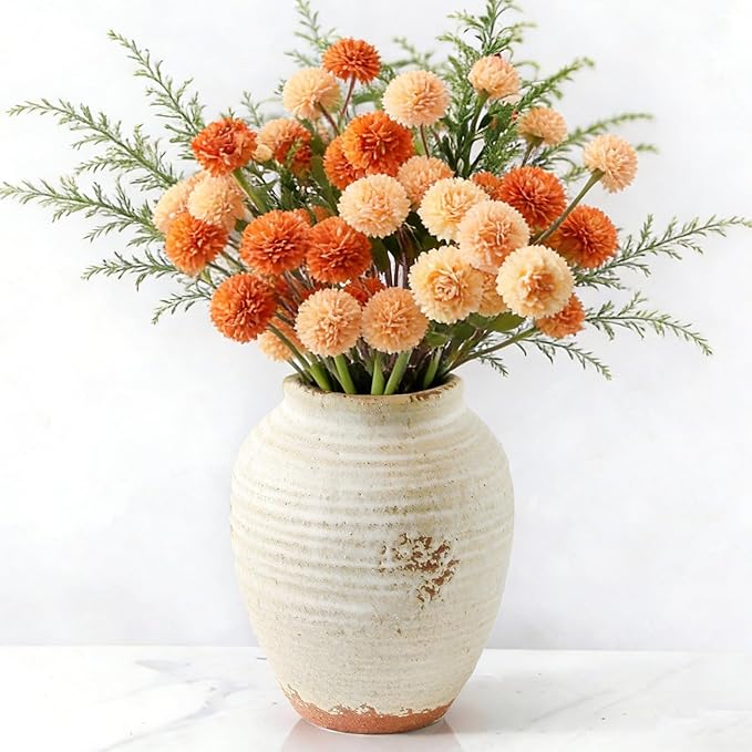 Ceramic Decorative Flower Vase 7.4 Inch Pottery Rustic Farmhouse Boho Terracotta Vase for Home Decor, Table, Living Room, Bathroom, Shelf, Mantel Decoration