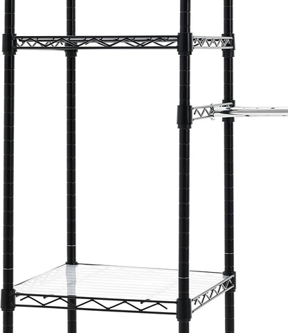 Amazon Basics Adjustable Expandable Metal Hanging Closet Storage Organizer Rack with Shelves, 57-80''L x 14''W x 72''H, Black