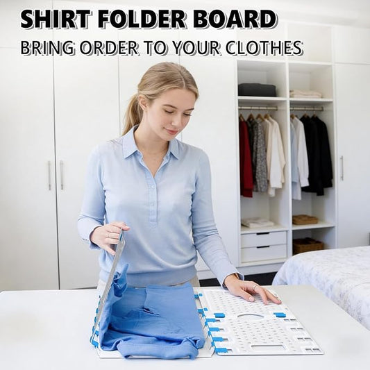 Accenter 10Pc Stackable Closet Organizer & Shirt Folder Board Bundle Tshirt Organizer for Closet Organizers and Storage Clothes Folding Board for Closet Storage Suitable for Lightweight Clothing White