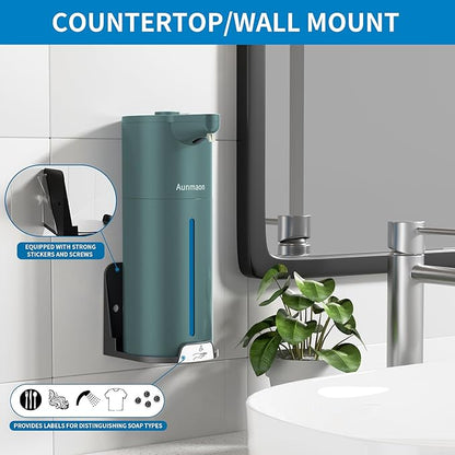 Aunmaon Automatic Soap Dispenser Touchless, Modern, Kitchen & Bathroom, Hands-Free, Adjustable Volume, Long Battery Life, Compatible with Thick & Thin Soap, Easy for Toddlers, Clog-Free, Green