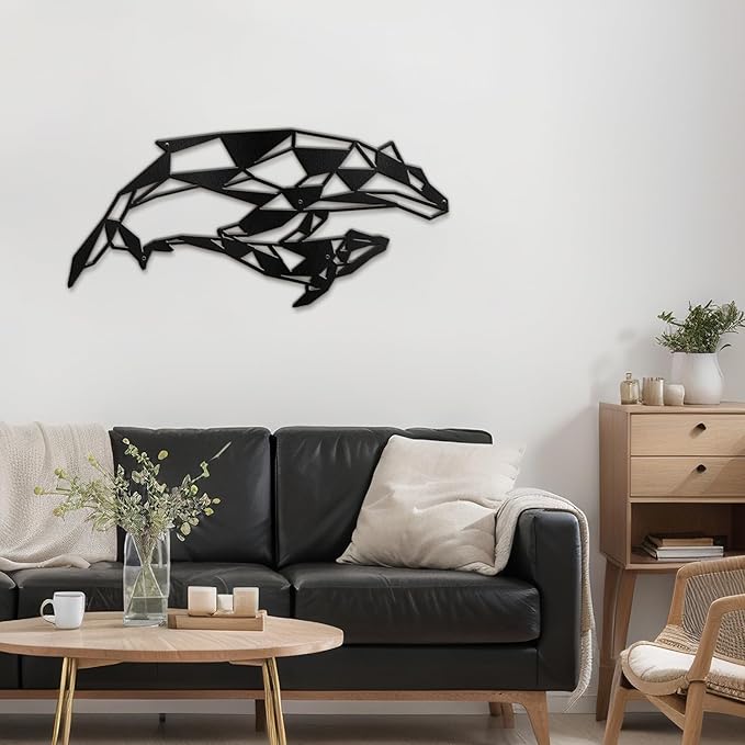 SIGNLEADER Metal Wall Art Decor Galloping Cheetah Modern Abstract Wall Sculpture Hangings Home Decoration for Living Room, Bedroom, Bathroom, Kitchen, Outdoor - 24" Black