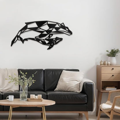 SIGNLEADER Metal Wall Art Decor Galloping Cheetah Modern Abstract Wall Sculpture Hangings Home Decoration for Living Room, Bedroom, Bathroom, Kitchen, Outdoor - 24" Black