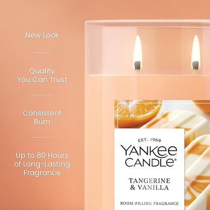 Yankee Candle Large Tumbler Scented Candle with up to 80 Hour Burn Time, Premium Plant Wax Blend for Consistent Burn, 20 oz Tumbler Candle with Room Filling Fragrance, Tangerine & Vanilla