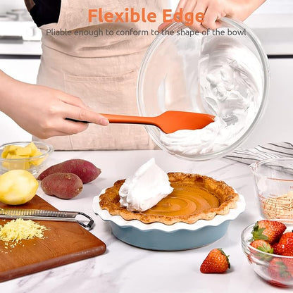 Heat Resistant Silicone Spatula Set: U-Taste 600ºF High Temp Seamless Food Grade Utensil, Flexible Rubber Silicon Kitchen Cooking Mixing Baking Scraper for Nonstick Cookware Set of 4 (Orange)