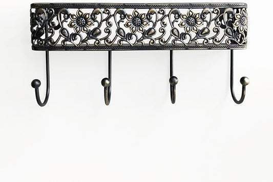 Key Holder for Wall，Vintage Metal Key and Mail Holder Wall Mount, Decorative Entryway Key Rack with Hooks for Keys, Mail, Hats, Bags