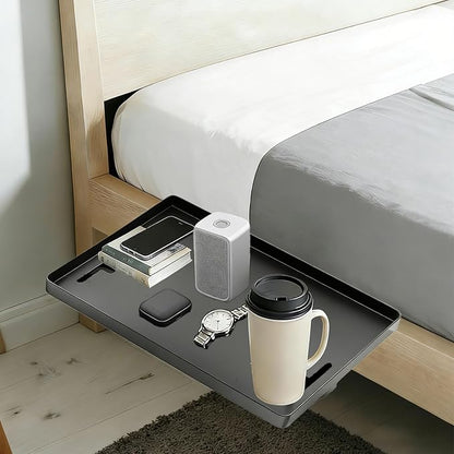 Bedside Shelf for Dorm Bunk Bed, Bed Side Table Tray Organizer, Clip On Nightstand, College Dorm Room Essentials, Bedside Tray with Cable Management for Dormitory, Back to School