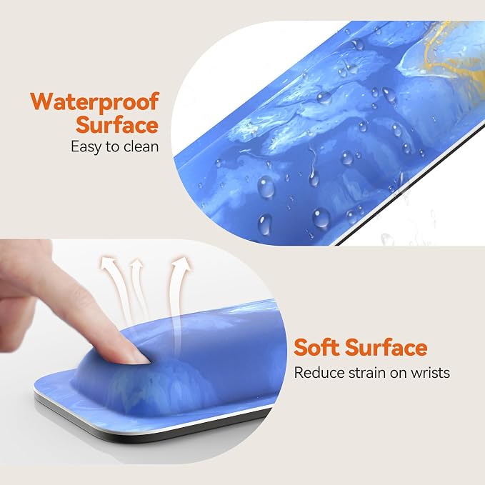 TECKNET Wrist Rest for Computer Keyboard, Thicken Memory Foam Wrist Support Pad for Keyboard, Ergonomic Palm Rest for Pain Relief, Anti-Slip Rubber Base, 17x3.3 in, 1 inch (25mm)