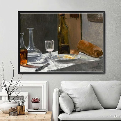 SENLYCH Wall Art Canvas Print Vintage Bar Cart Wall Art Bar Cart Decor Kitchen Wall Art Moody Wall Art Bedroom and Kitchen Office Wall Decoration 8x12inch Metal Frame
