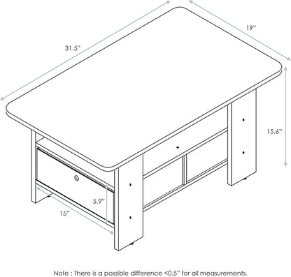 Furinno Coffee Table with Bins, Espresso/Brown