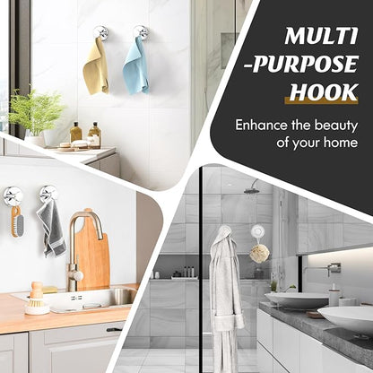 MOTAIPEAK Suction Cup Hooks for Shower,Removable Shower Towel Suction Hooks for Bathroom Wall,Kitchen,Glass,Mirror,Tile to Hang Robes,Loofah-Chrome(4-Pack)