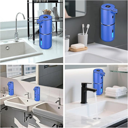 OHIFAST Automatic Foaming Soap Dispenser Touchless, USB Rechargeable Smart Hand Soap Dispenser, 6-Level Adjustable, 12.8oz/380mL Wall Mounted for Bathroom Kitchen Dish Soap-Blue
