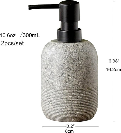 GalDal 2pcs/Set Grey Soap Lotion Dispenser with A Spare Pump,Liquid Hand Soap Dispenser Sets for Bathroom Countertop, Soap Dispenser for Kitchen.