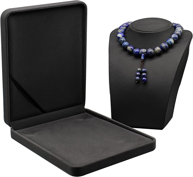 Jewelry Set Velvet Box Necklace Earring Ring Necklace Bracelet Gift Display Case Wedding Jewelry Storage Holder (Deep Gray For Chunky Collar Necklace)