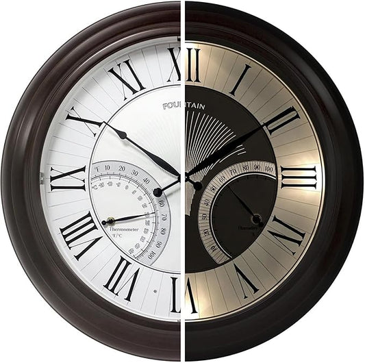 24" Jameson in/Outdoor Lighted Clock, Self-Illuminated, Waterproof, 3 in 1 Weather Station (Thermometer & Hygrometer), Metal Clock, Oil Rubbed Bronze Finish(Night Light)