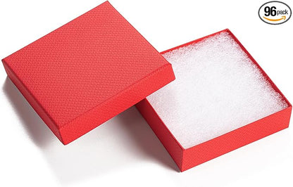GEFTOL Jewelry Gift Boxes 96 Pack 3.5x3.5x1 Inch Cardboard Jewelry Boxes,Small Gift Boxes for Jewelry Earrings Necklaces Handmade Bangles Bracelets(Red)
