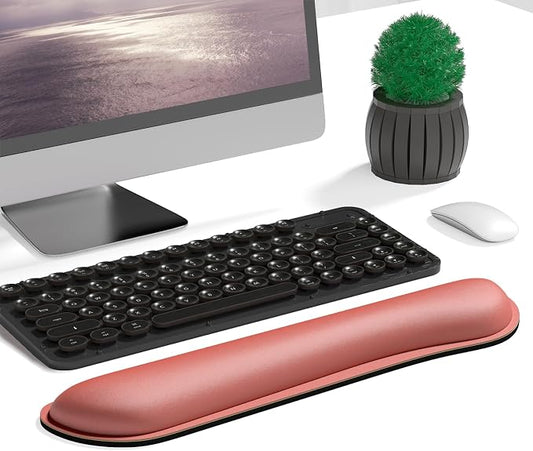Dapesuom Enlarge Keyboard Wrist Rest, Memory Foam Keyboard Wrist Cushion for Computer Desk Mats Support, Typing Pain Relief Ergonomic Mouse Pad Rests with Non-Slip Base for Gaming, Laptop, Indian Red