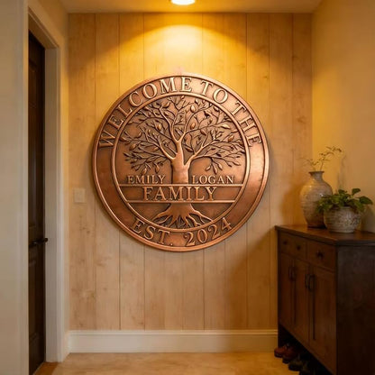 50th Anniversary Wedding Gifts for Couple Copper Decor Personalized Family Tree Wall Decor Copper Metal Wall Decor, Metal Name Sign Wedding Gifts, Housewarming