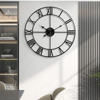 1st owned Large Wall Clock Silent Non-Ticking Roman Numerals Vintage Battery Operated (24 inch,18inch,16inch) Farmhouse Wall Clock for Living Room, Bedroom, Kitchen, Cafe Decor-Black 47CM