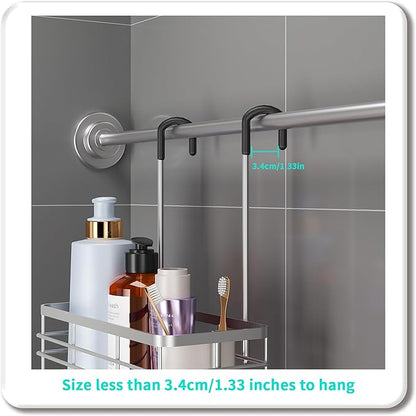 HapiRm Hanging Shower Caddy Organizer - No Drilling Shower Organizer with Hooks, Rustproof & Waterproof 304 Stainless Steel Bathroom Shelves - Silver (1 Basket)