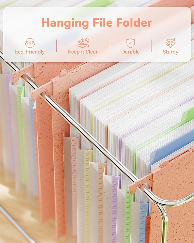 ANSOOK Wheat Straw Expanding Hanging File Folders Legal Size,7 Expansion 1.2" Accordion Pockets,3 Pack File Cabinet Folders with Tabs, Large Capacity File Folders,Pink File Organizer for Documents