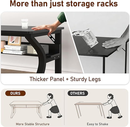 Computer Desk, 47'' Home Office Desks Computer Desk w/Storage Shelf, Study Writing Desk w/U Shaped Metal, Cable Management, Work Table w/Water-Resistant Deeper Thicker Desktop for Home Office