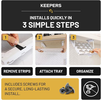 KEEPERS Nespresso® Vertuo® Pod Holder|Under Cabinet Swing Down Coffee Pod Organizer|Keurig® Coffee Pod Holder|K Cup Holder Storage Organizer|Magnet Steel RV Office Small Kitchen 10 x 9in WHITE