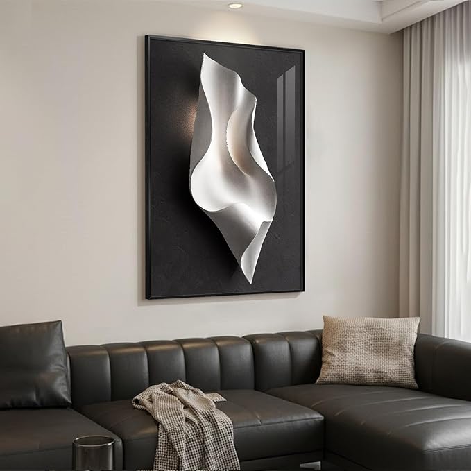 Framed Black and White Abstract Wall Art, Large Modern Elegant Prints Paintings Artwork for Walls, Contemporary Minimalist Pictures for Living Room Dining Bedroom Hallway Office Wall Decor 24x36 In