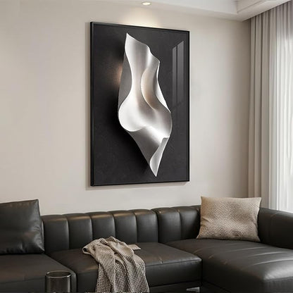 Framed Black and White Abstract Wall Art, Large Modern Elegant Prints Paintings Artwork for Walls, Contemporary Minimalist Pictures for Living Room Dining Bedroom Hallway Office Wall Decor 24x36 In