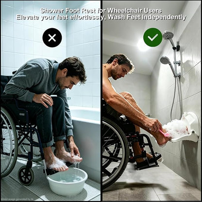 Multi-Purpose Suction Cup Foot Rest for Shower,No-Drill Foldable Anti-Slip Shower Foot Rest,Shower Step for Shaving Legs with Powerful Suction Cups,Supports Pregnant Women/Elder/Those with Back Pain