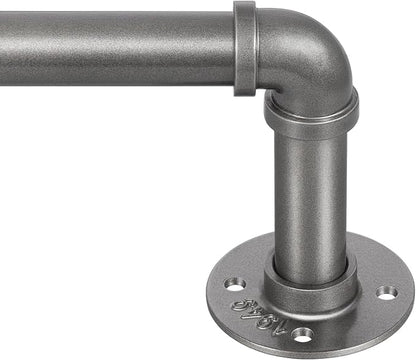 Zeerobee Curtain Rods for Windows 72 to 144, 1 Inch Industrial Wrap Around Grey Curtain Rod, Indoor/Outdoor Room Divider Adjustable Drapery Pole, 72"-144"