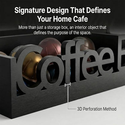 Coffee Bar Organizer for Countertop – Wooden Coffee Caddy with Compartments for Pods, Sugar Packets, and Accessories – Coffee Condiment Station Storage for Home and Office (Black)
