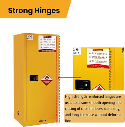 159 Gal Flammable Storage Cabinet with 3-Point Locking System and Adjustable Galvanized Shelves for Industrial Laboratories, Warehouses, Fire Resistant Metal Storage Cabinet for Flammable Liquids