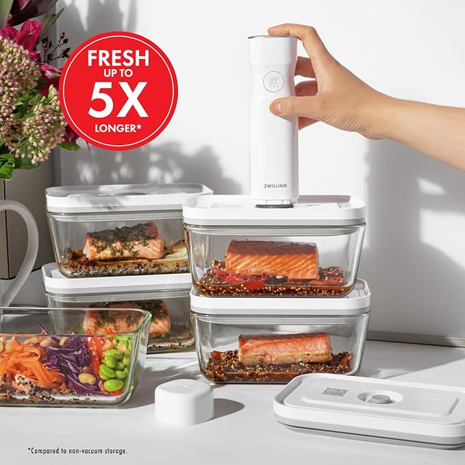 For food to stay fresh up to 5X longer, pump required (not included).