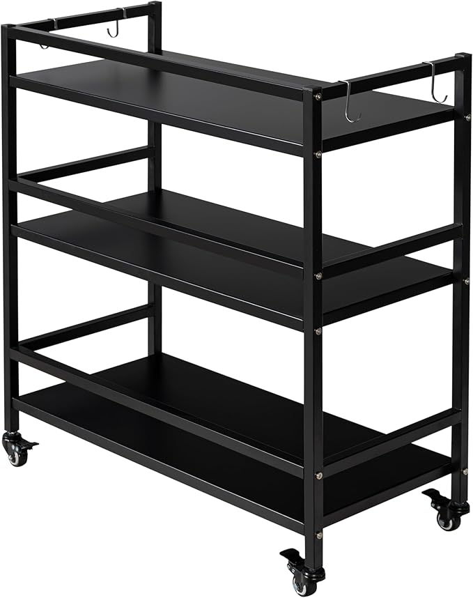 WHUANGKAKAMetal Storage Shelves,Garage Storage Shelving,Standing Storage Shelf,Black Metal Storage Rack,3 Tier Metal Shelving,Move Storage Shelf,Shelving Unit Organizer.