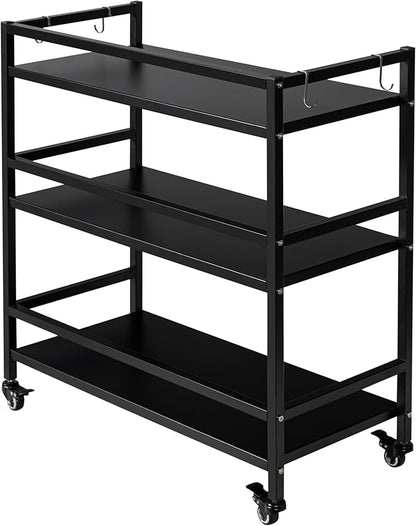 WHUANGKAKAMetal Storage Shelves,Garage Storage Shelving,Standing Storage Shelf,Black Metal Storage Rack,3 Tier Metal Shelving,Move Storage Shelf,Shelving Unit Organizer.