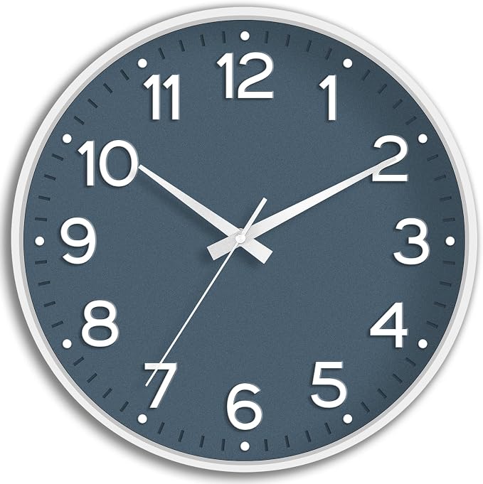 Roymnie Wall Clock, Silent Wall Clocks Battery Operated 8 Inch-Modern Non Ticking Analog Clock Decorative for Kitchen Office Bathroom Bedroom(Azure Blue)