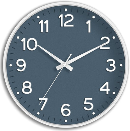 Roymnie Wall Clock, Silent Wall Clocks Battery Operated 8 Inch-Modern Non Ticking Analog Clock Decorative for Kitchen Office Bathroom Bedroom(Azure Blue)