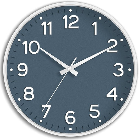 Roymnie Wall Clock, Silent Wall Clocks Battery Operated 8 Inch-Modern Non Ticking Analog Clock Decorative for Kitchen Office Bathroom Bedroom(Azure Blue)