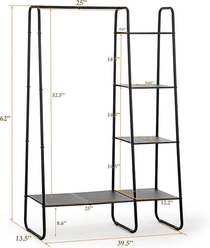 SunnyPoint Freestanding Clothes Garment and Accessories, Organizer Closet Rack (BLK)