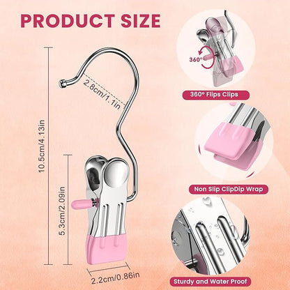 30 Pack Pants Hangers with Clip,Legging Organizer for Closet Hanging, Space Saving Yoga Pants Hangers Clip Hanger Wardrobe Organization,Closet Organizers and Storage for Jeans,Shorts,Skirts,Hats-Pink