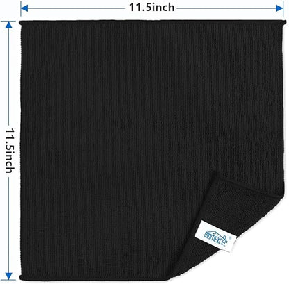 HOMEXCEL Black Microfiber Cleaning Cloth 400 Pack, Microfiber Towel for Cars, Lint Free, Scratch-Free, Highly Absorbent, and Cleaning Rags for House, Window and Glass, Cars, TV Screen 11.5 X11.5 inch