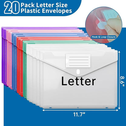 Binder Folders Organizer with 20 Pack Heavyweight Plastic Pockets,Fireproof File Folder Box with Lock,Zipper Binder Bag for Important Documents,Letter Size,Blue