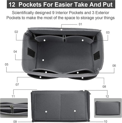 OMYSTYLE Purse Organizer Insert, Felt Tote Bag Organizer Insert with 5 Sizes, Handbag Dividers for Inside Purse, Compatible with Longchamp, Neverful, Speedy and More