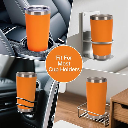IEOVIEE 32 Pack, 20oz Stainless Steel Bulk Tumblers with Lids and Straws, Double Wall Insulated Travel Coffee Mug, Durable Powder Coated Tumbler Bulk Cup for Cold and Hot Drinks(Orange)