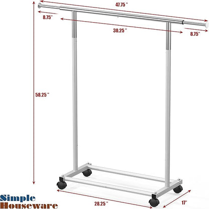 Simple Houseware Standard Rod Garment Rack, Silver
